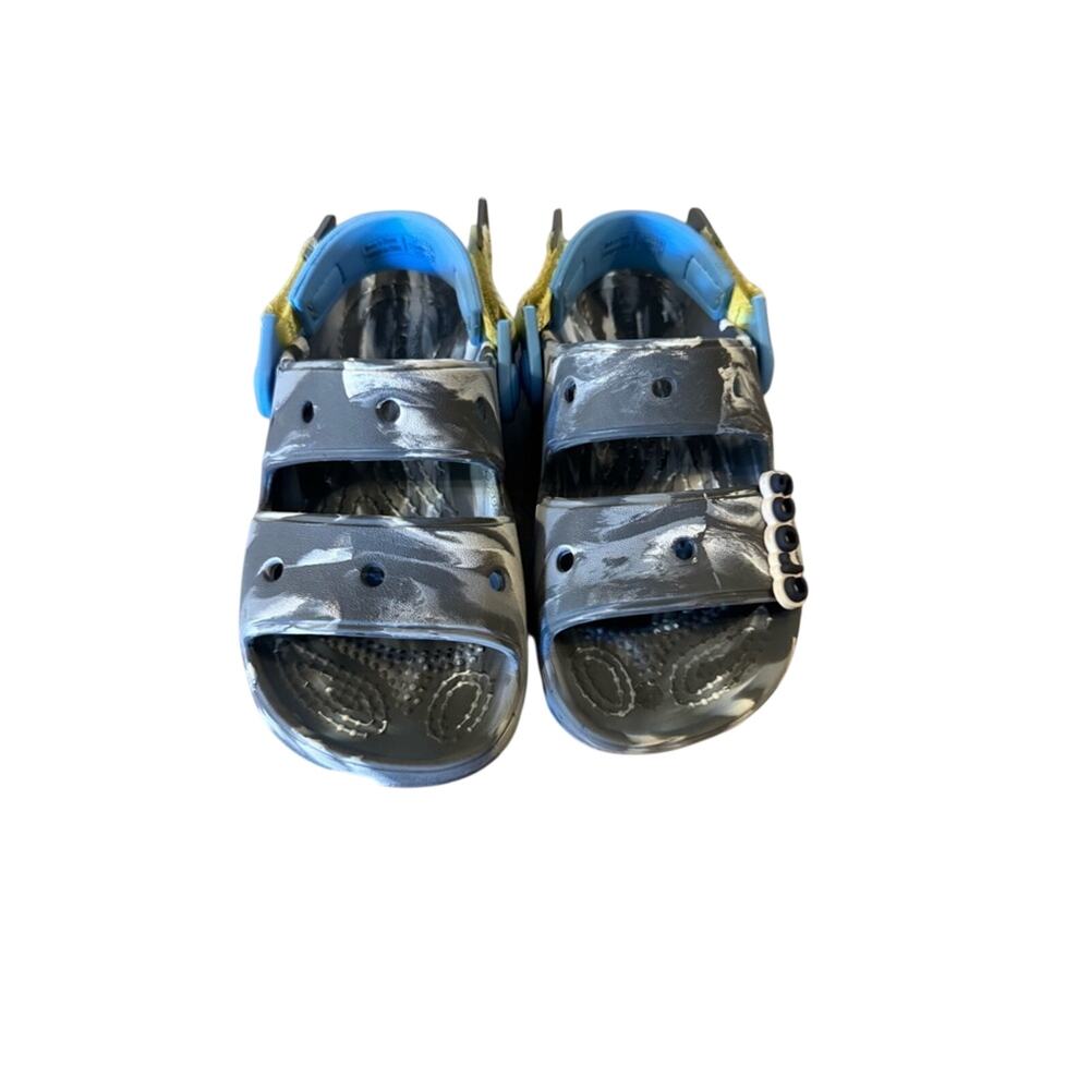 Crocs Kids Gray Blue Double Strap Slip On Sandals Toddler Size 11 Shoes